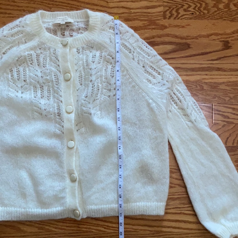 Sezane Cream Knit Openwork Cardigan - Picture 11 of 12